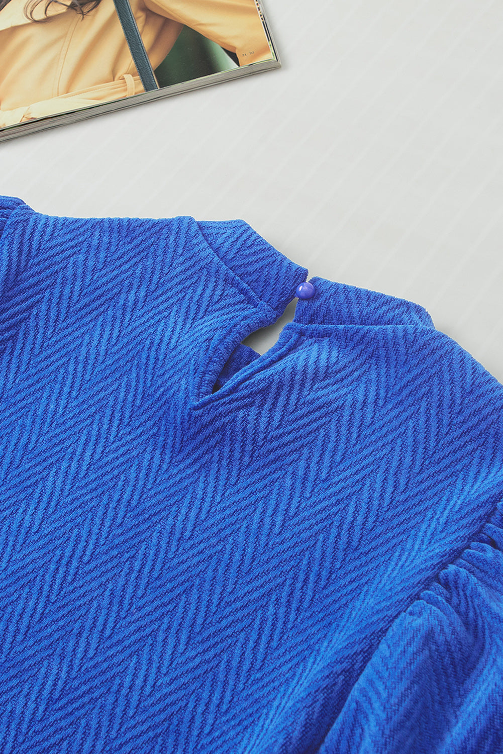 Women's Blouse Featuring Balloon Sleeve Mock Neck