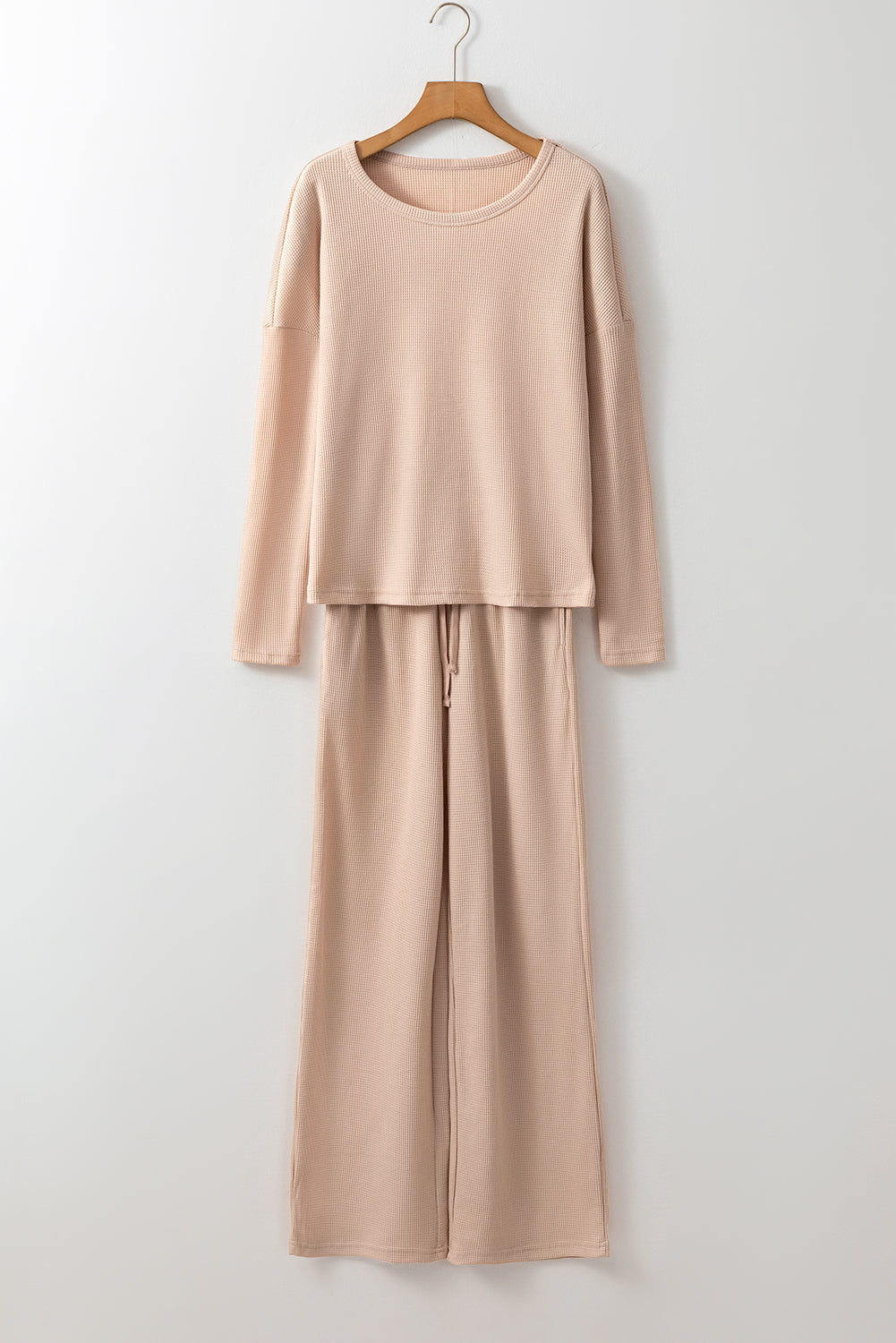 Long-Sleeved T Textured T Shirt and Pants Lounge Set