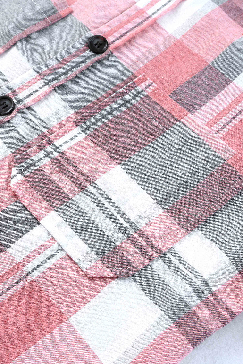 Women's Shacket with Pocket Shirt Plaid Button Up Patch