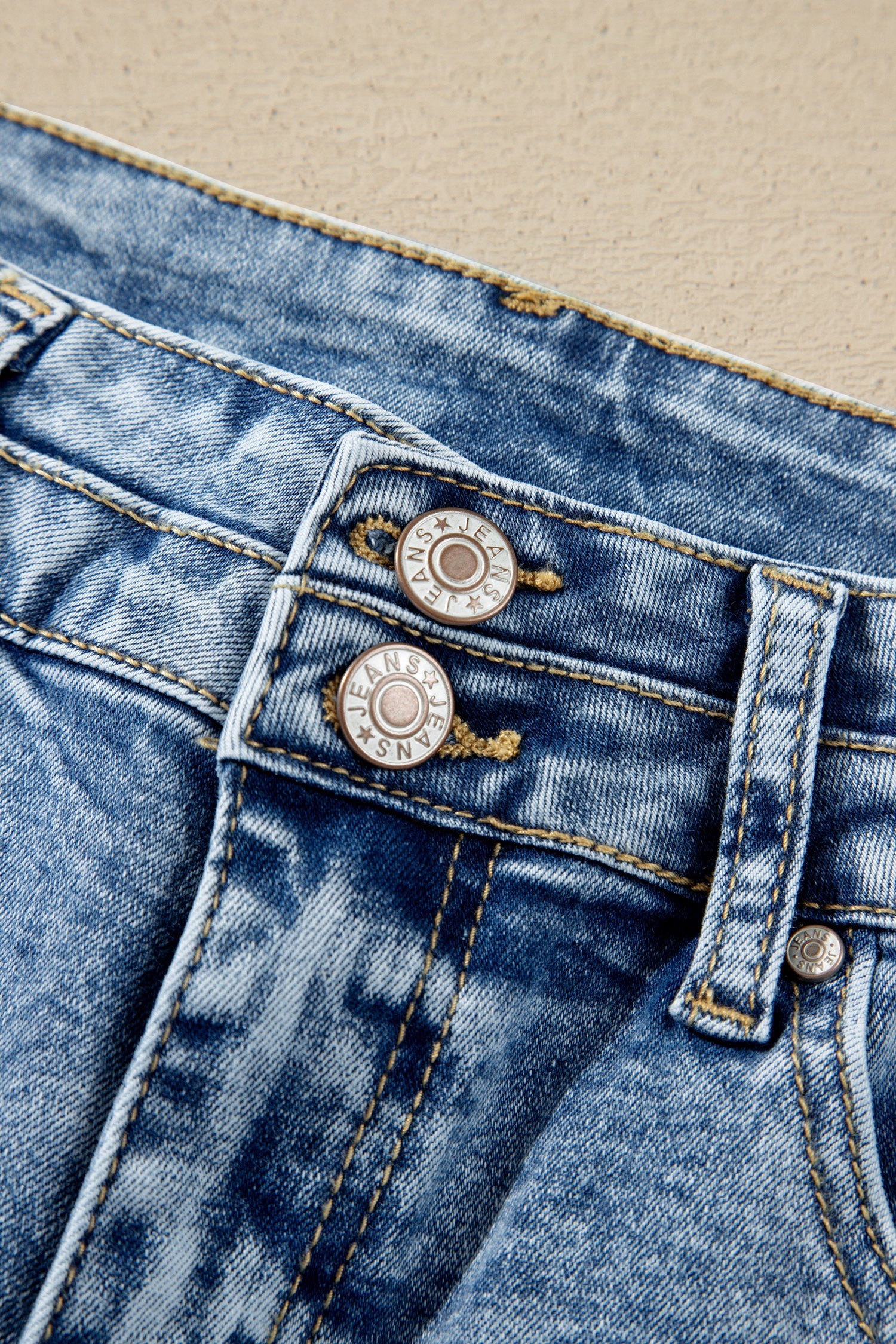 Beau Blue Fashion Blue Acid Wash Pocket Detail Flare Jeans