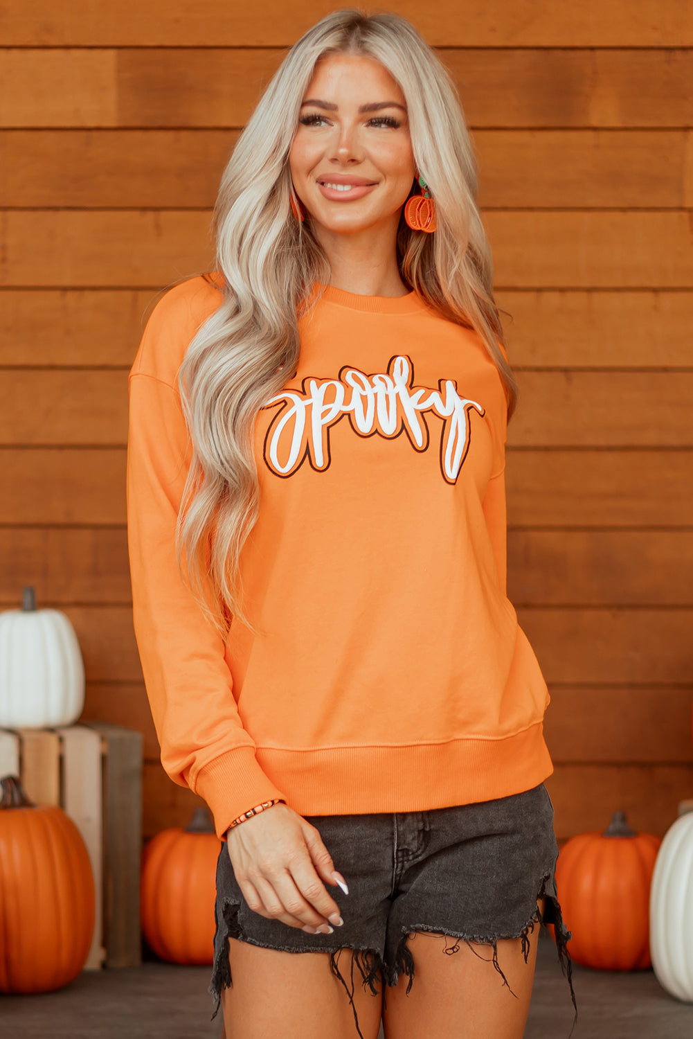 Spooky Graphic Halloween Crew-Neck Holiday Sweatshirt