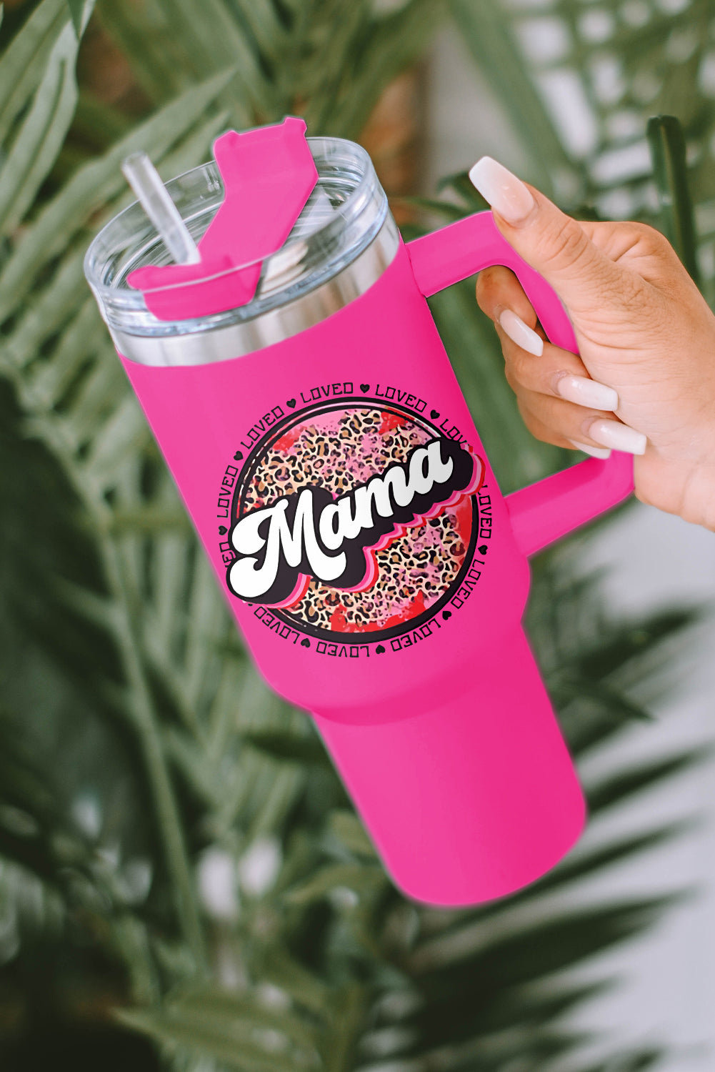 Stainless Mama Leopard-Print Steel Insulate Cup with Handle 40oz