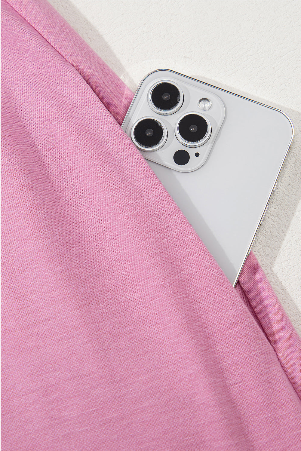 Solid Color T-shirt High Waist Pocketed Long Dress