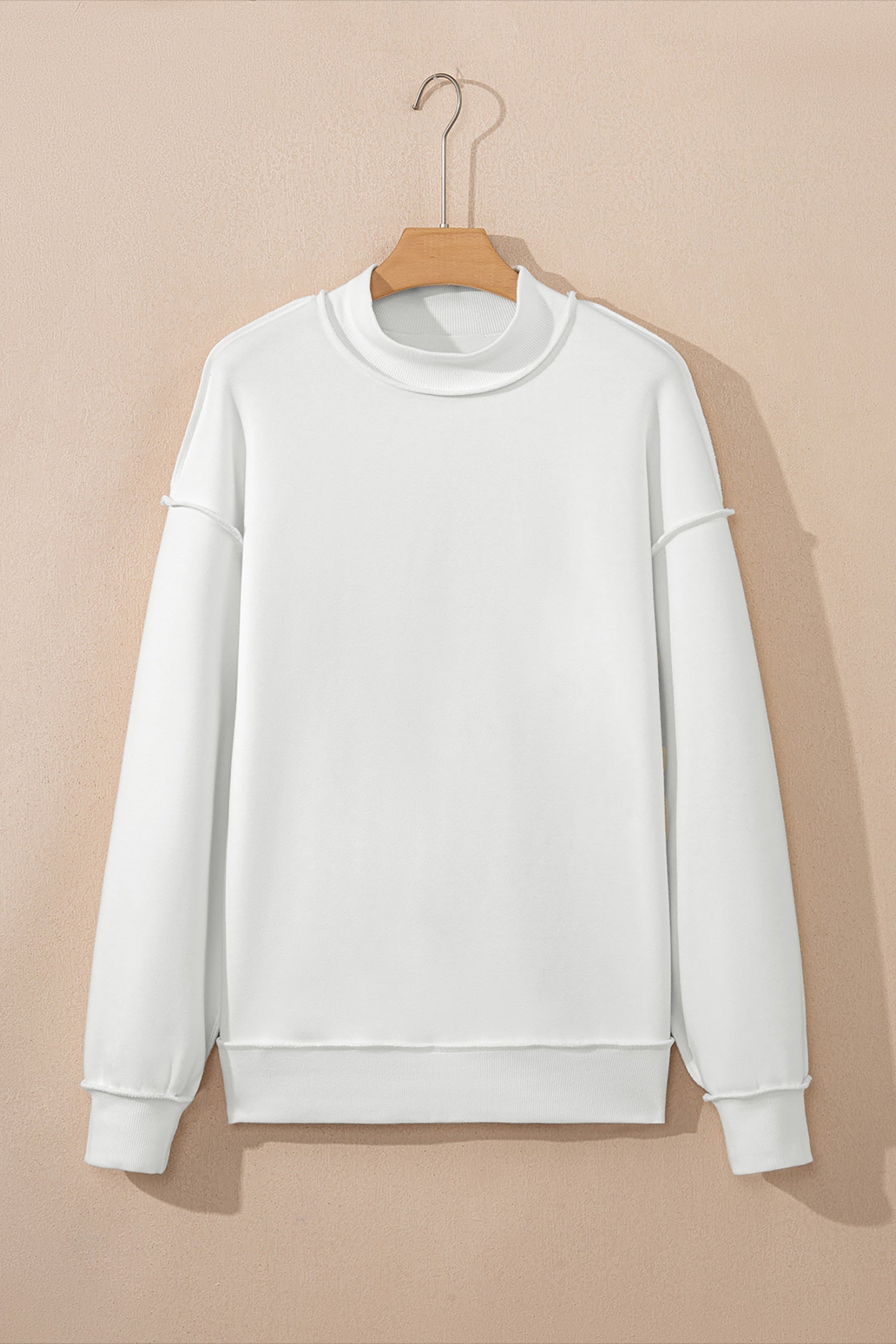 Oversize Sweatshirt Reversible Mock-Neck in White