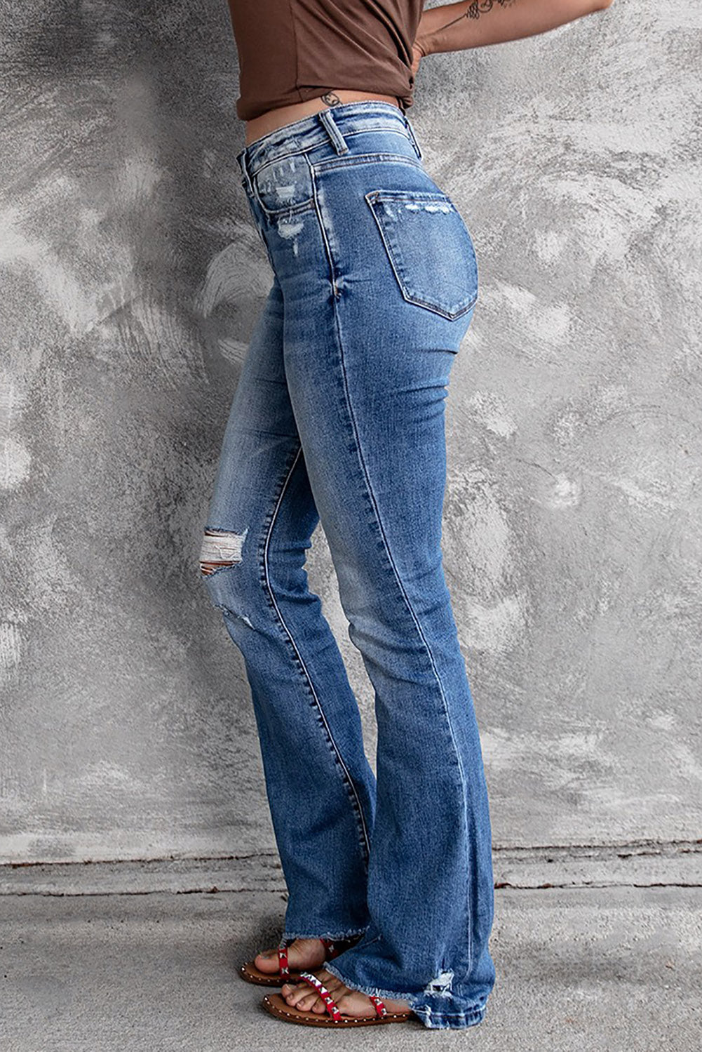 Women's Distressed Flare Jeans
