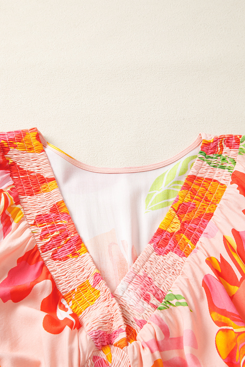 Floral-Print Smocked Detail V-Neck Puff Sleeve Flowy Maxi Dress
