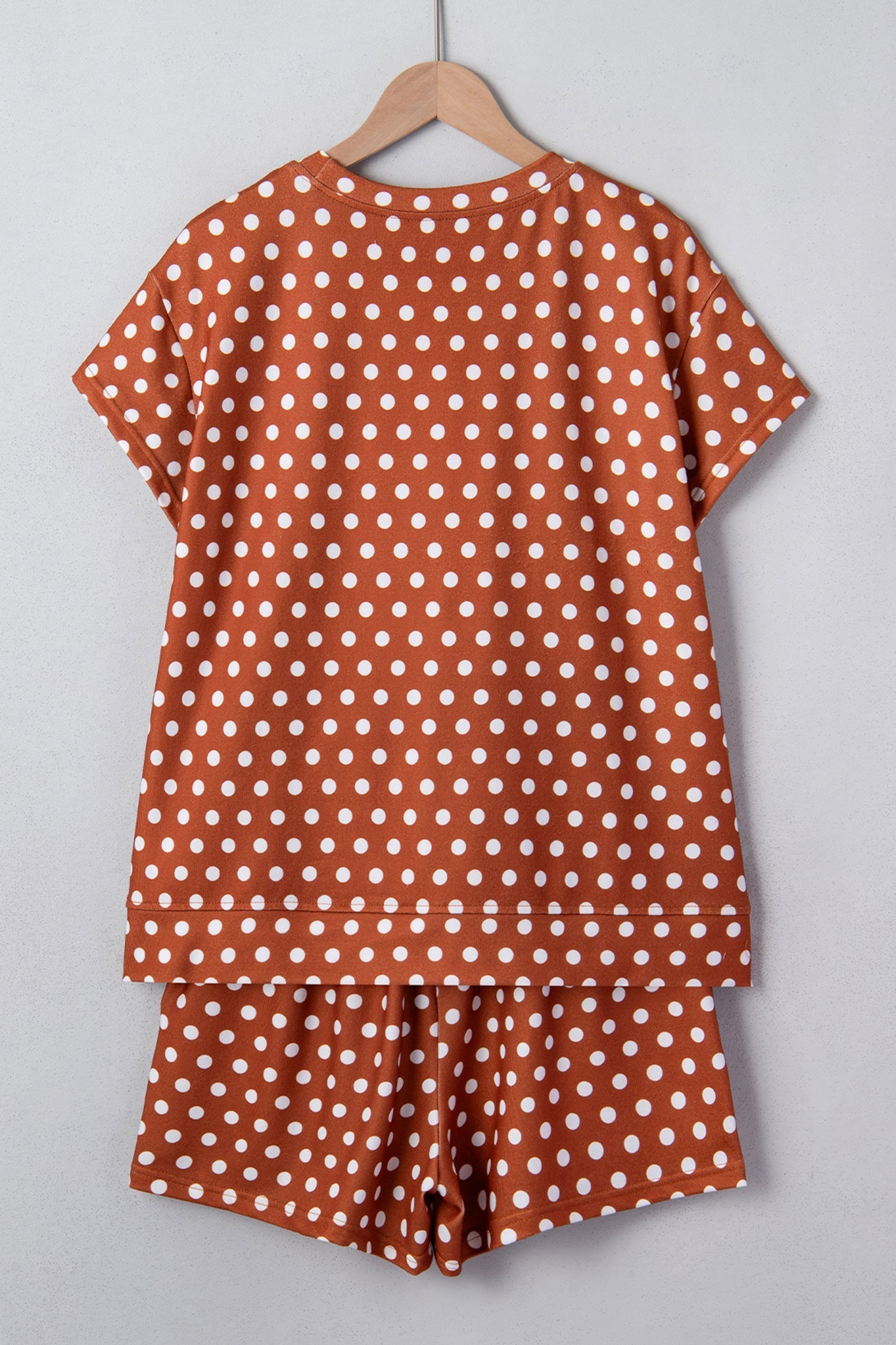 Polka-Dot Print Short Set in Brown