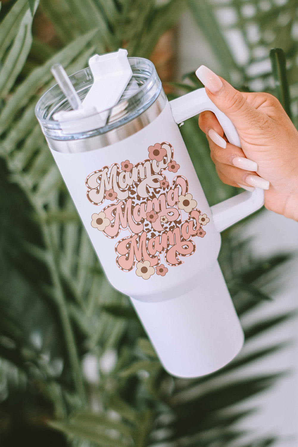 Flower Leopard-Print mama Leopard-Print Stainless Steel Insulate Cup 40oz