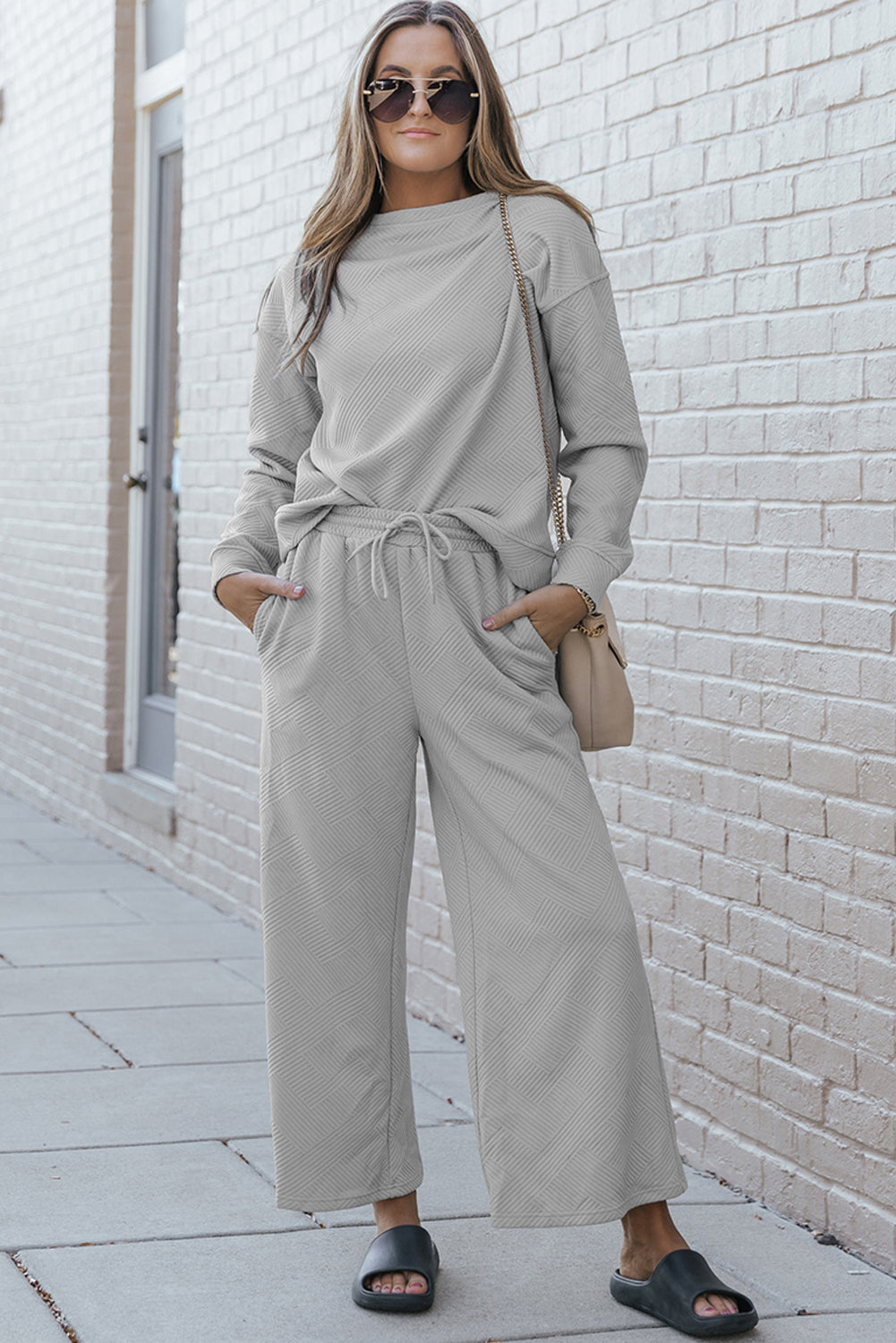 Women's Outfit Featuring Slouchy Ultra Loose Textured 2-Piece