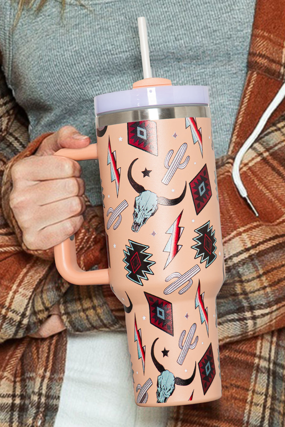 Steer Western Aztec Head Stainless Tumbler 40oz