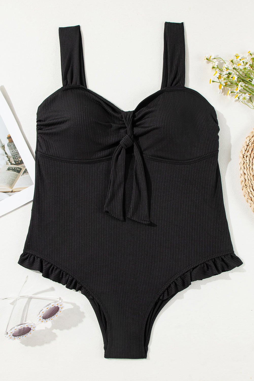 Plus Size Ruffled Trim One Piece Swimwear
