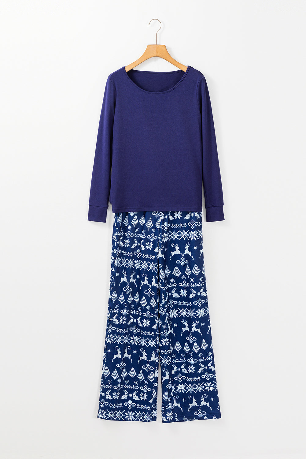 Solid Christmas Top and Pants 2-Piece Lounge Set