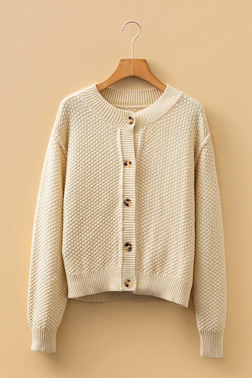 Front Cropped Button Cropped Cardigan Knit Top