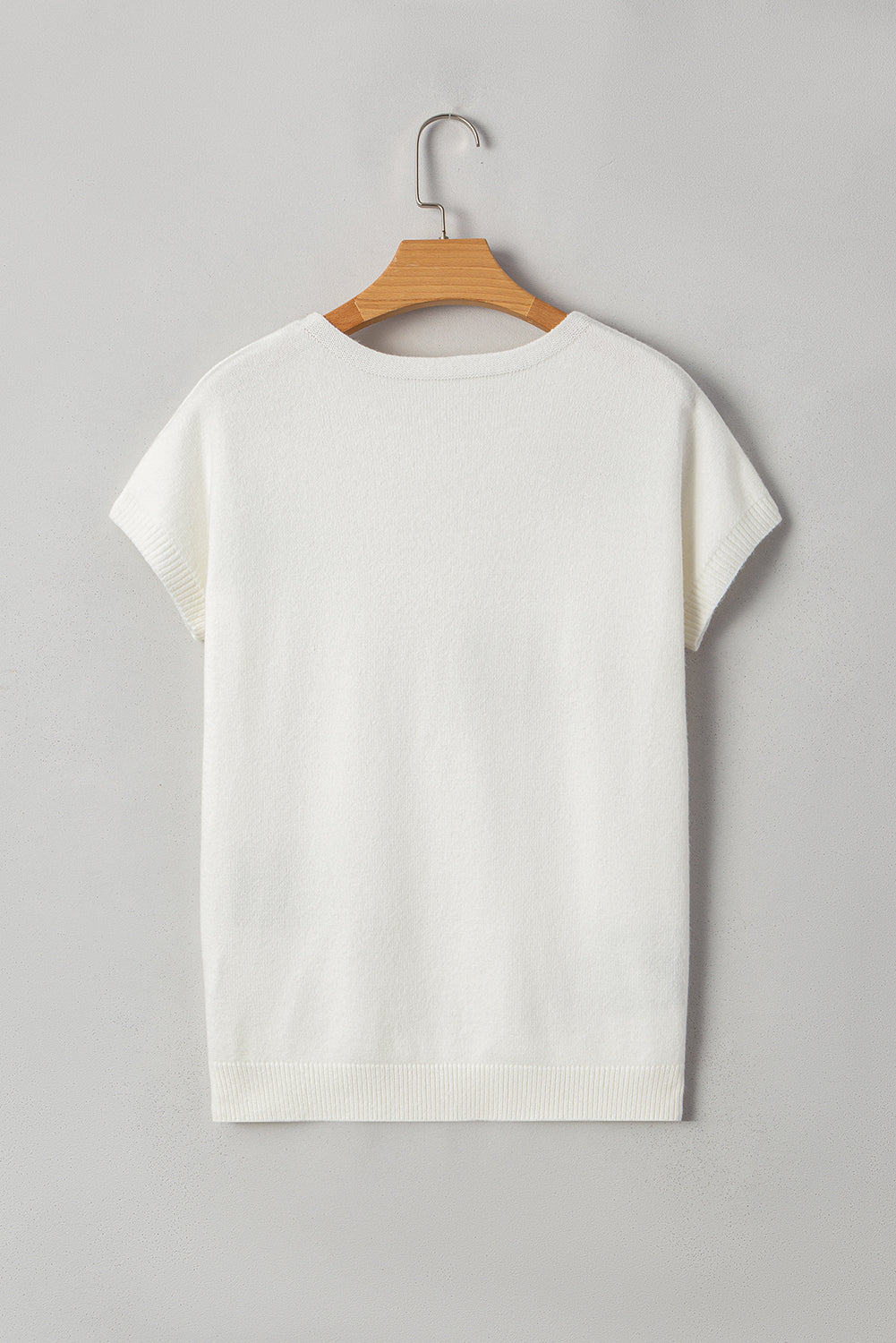 Bow Pattern Knit Short Sleeve Sweater