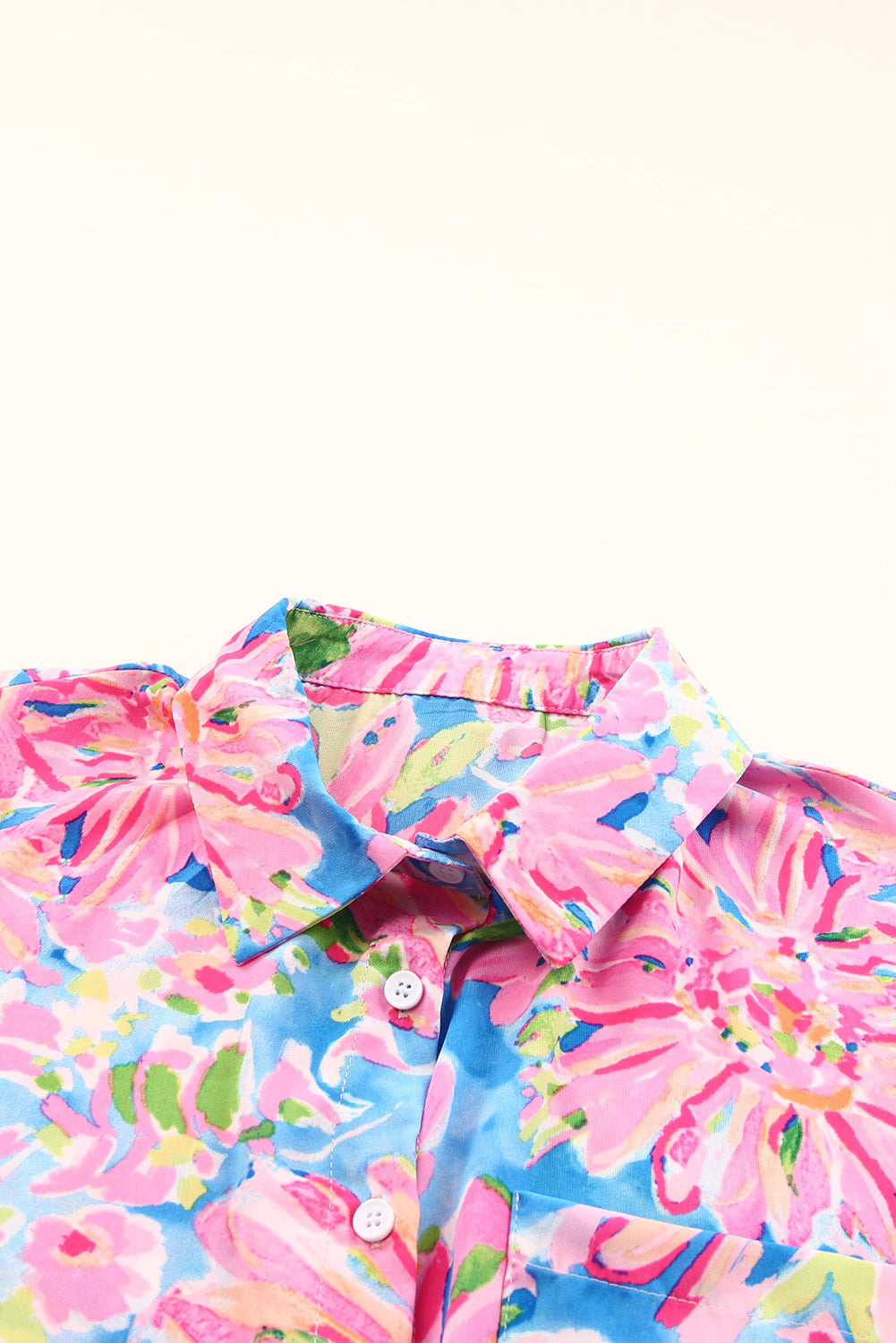 Shirt for Women Sheath Floral-Print Print Button-Front