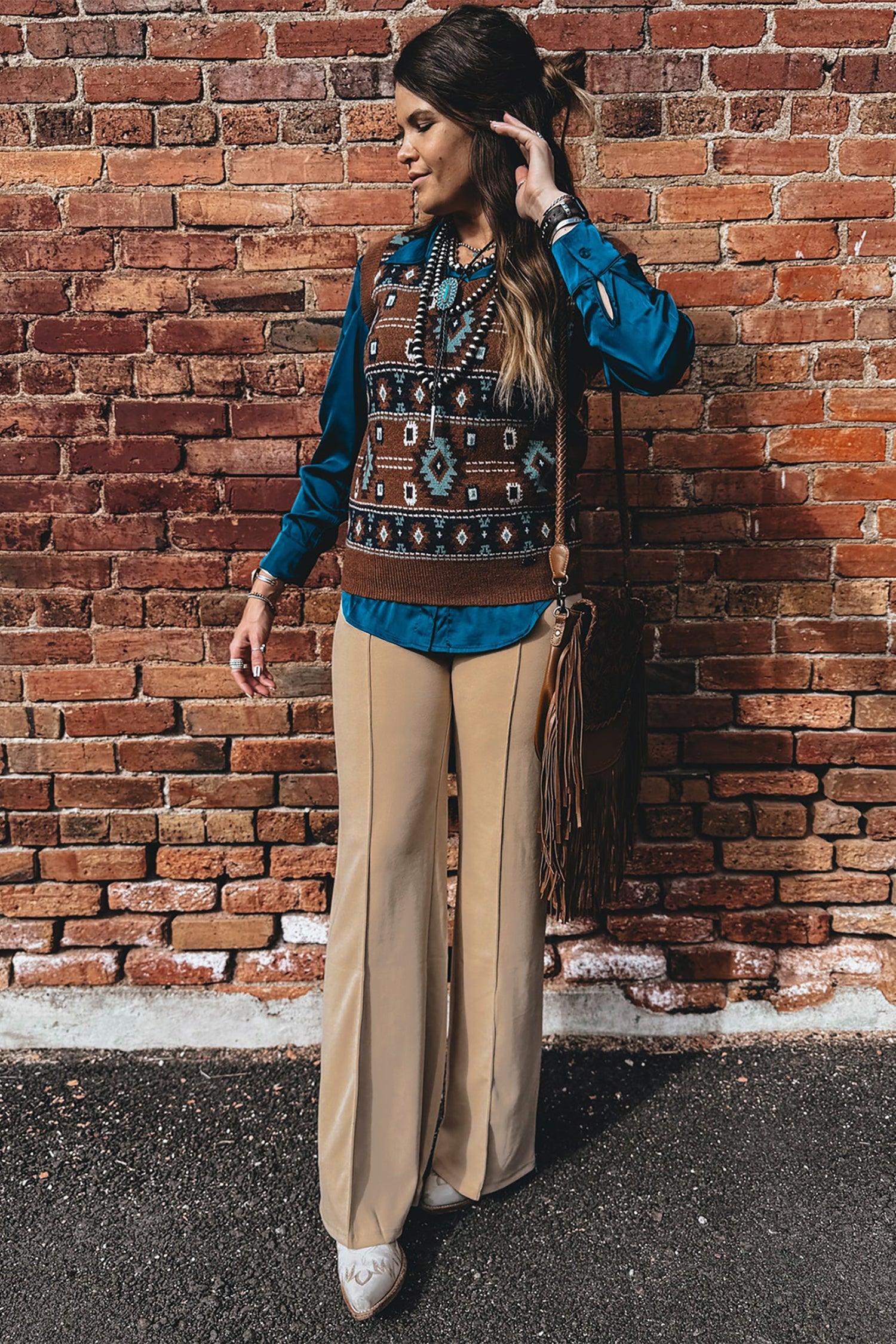 Full Length High-Waisted Length Timeless Fit Pants in Parchment