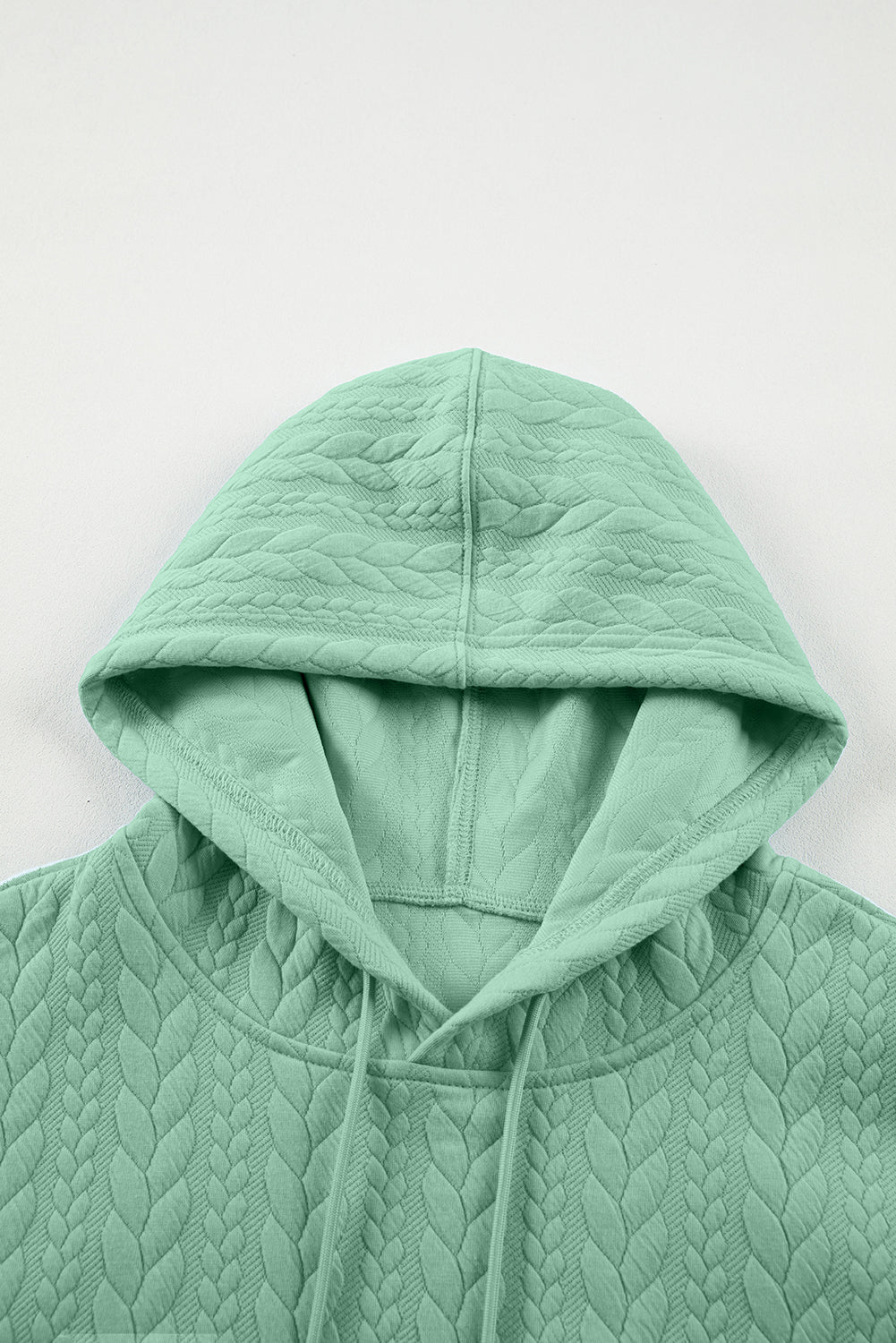 Cable Textured Baggy Solid Hoodie