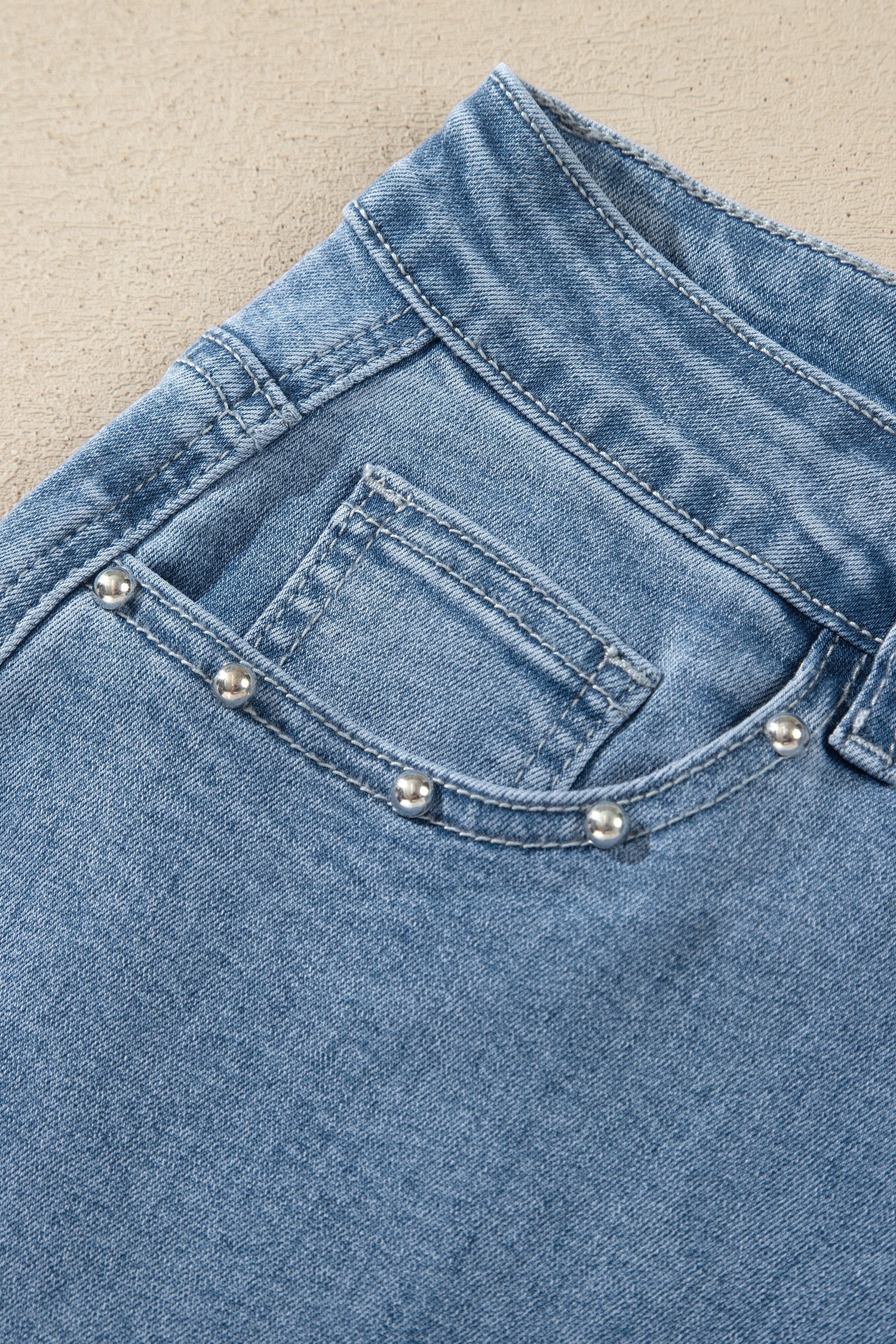 Dusk Blue Side Seam Rivet Detail Ankle Length Everyday Jeans