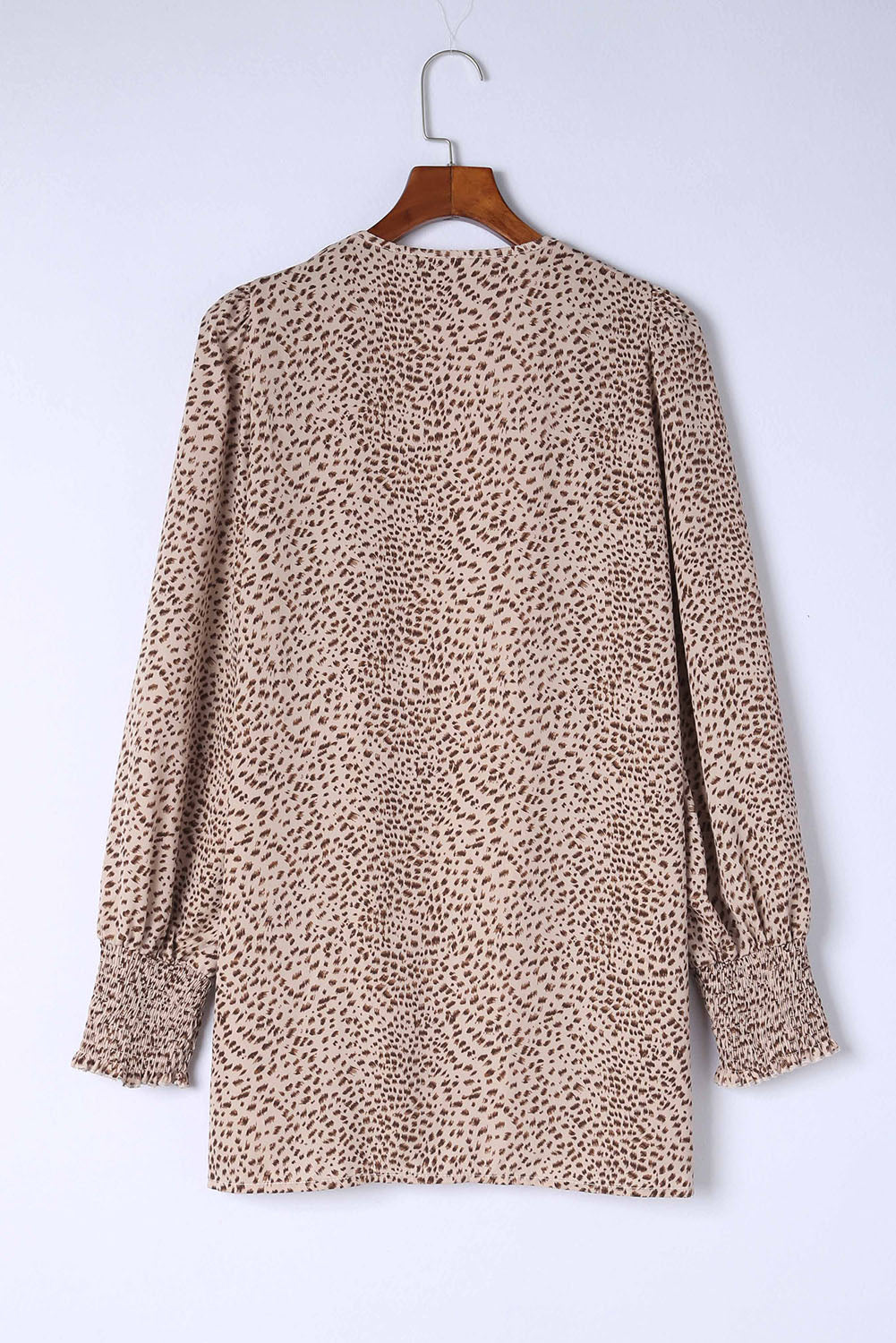 Cardigan for Women Animal Print Shirred Apricot Cuff Lantern Sleeve