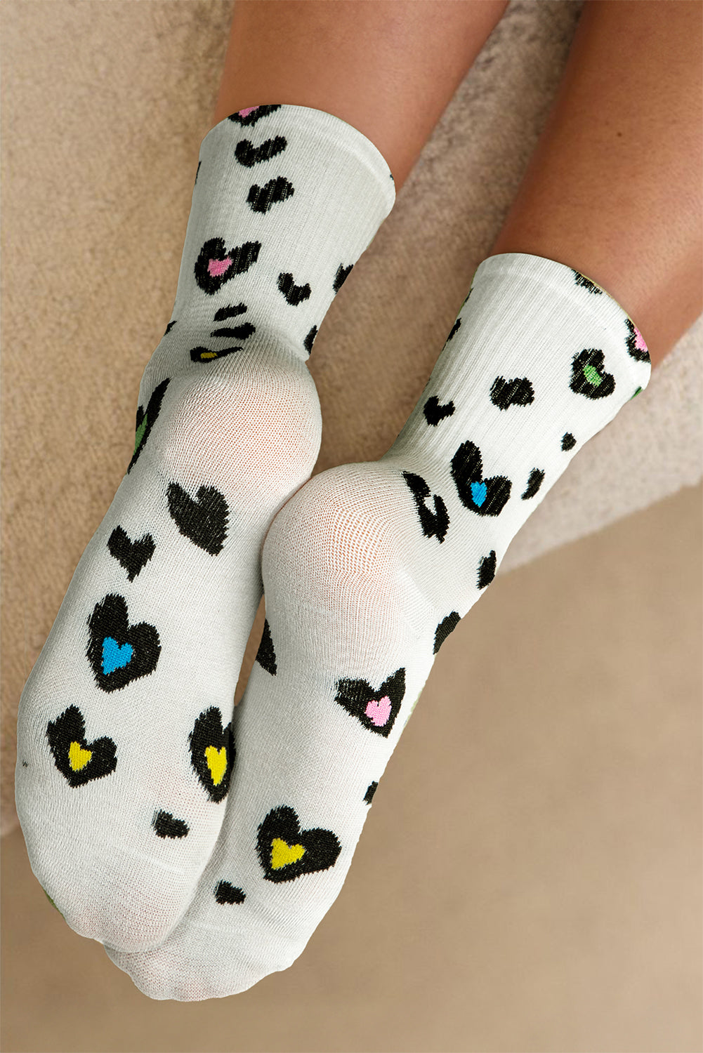 Leopard-Print Rib-Knit Edge Soft Socks