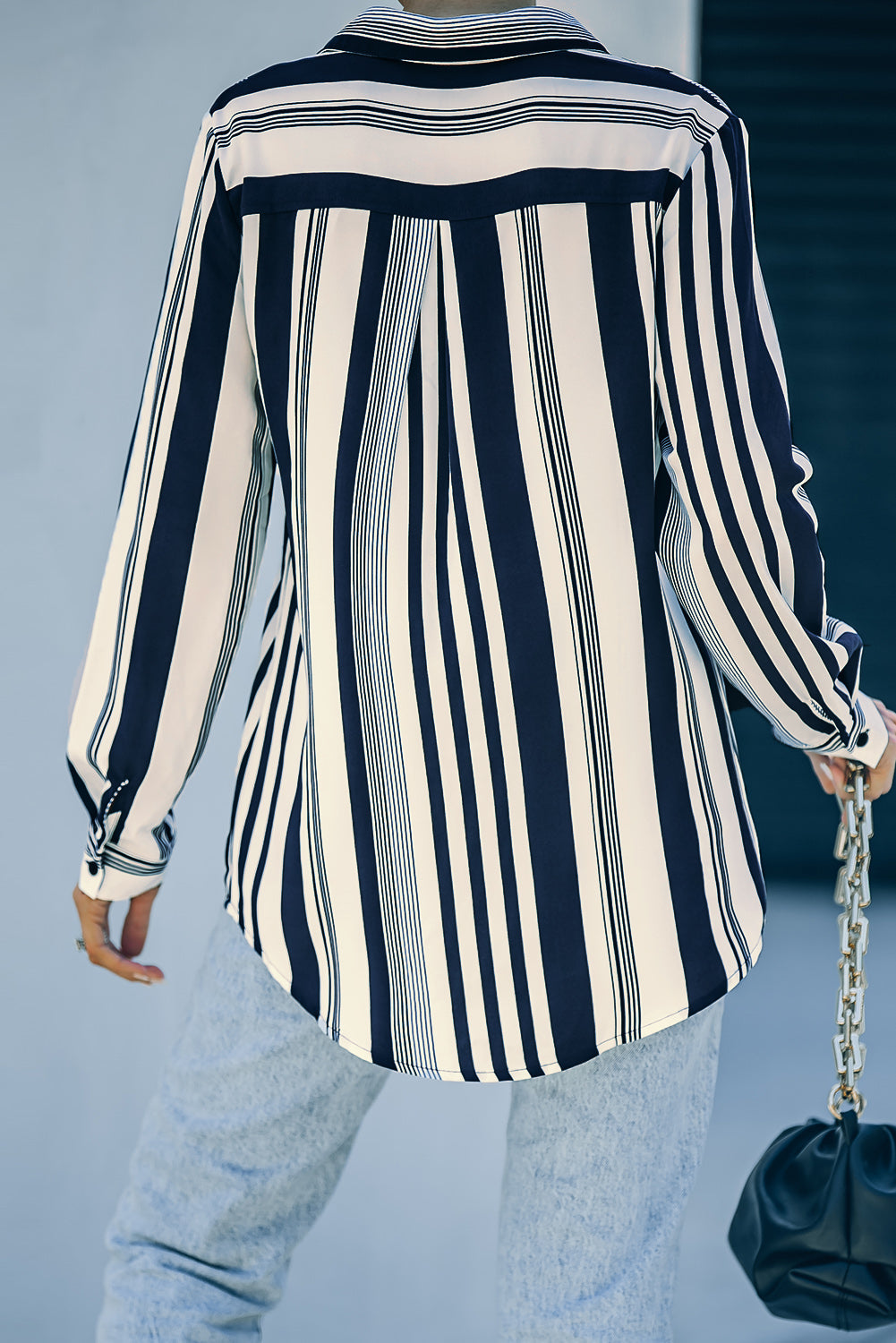 Women's Shirt with Navy Striped Contemporary Women