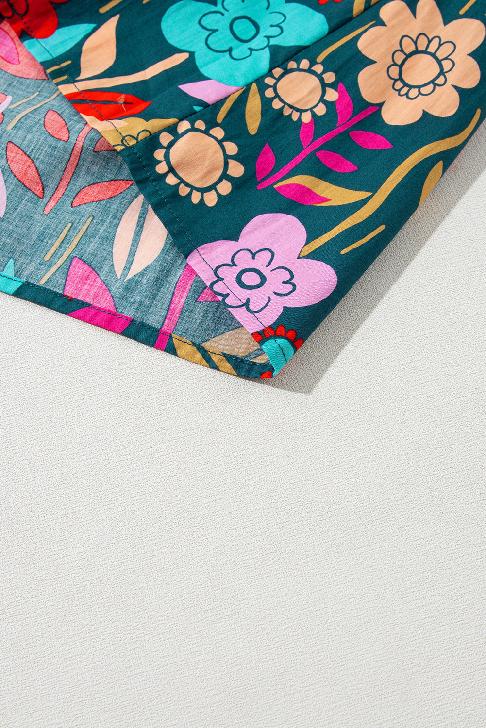Women's Blouse Featuring Knot-Detail Split Neck Balloon Sleeve Floral-Print