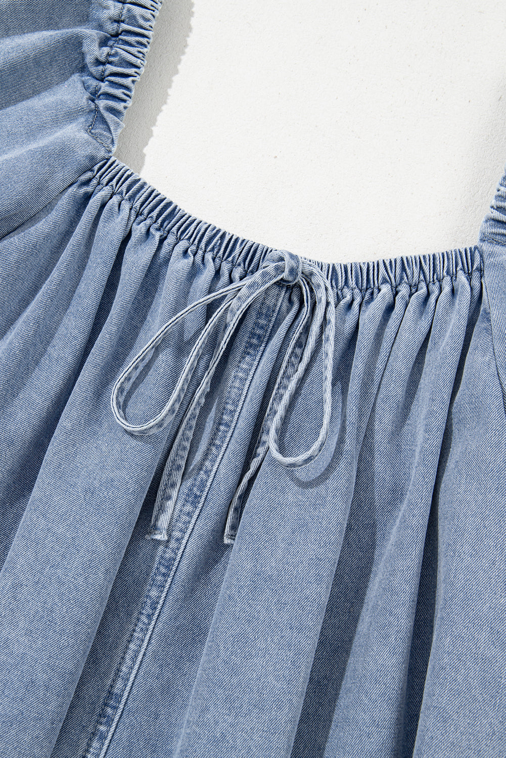 Bubble Neck Sleeve Square Denim Babydoll Dress