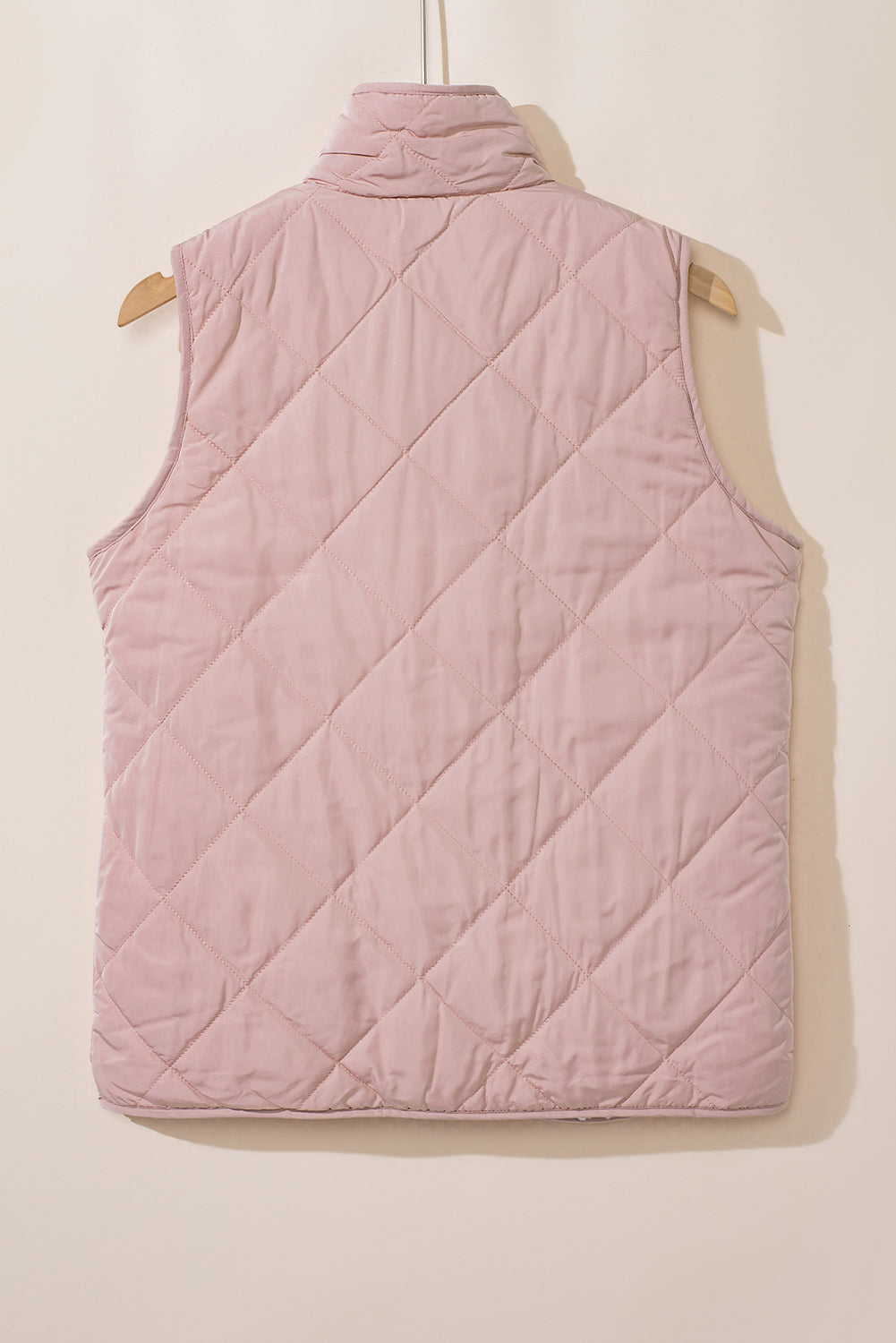 Lined Quilted Fleece Quilted Vest Coats in Pink