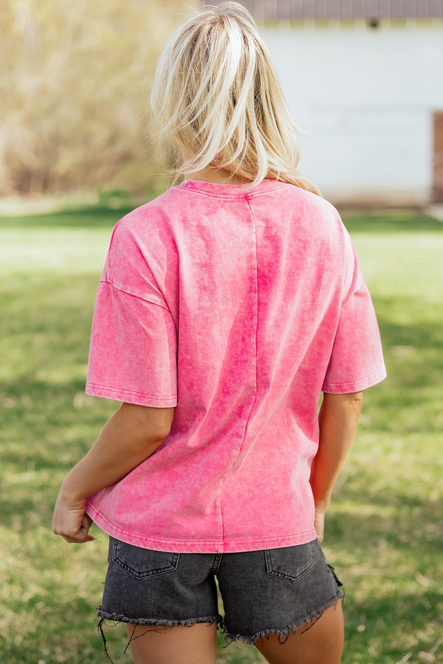 Cotton Mineral Solid Mineral Washed Oversize Tee in Pink