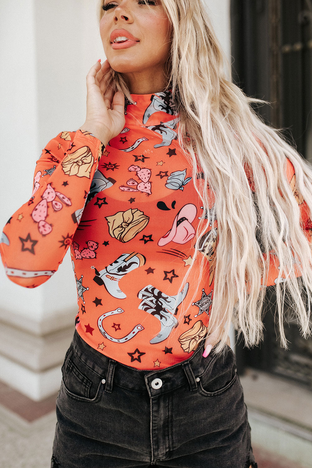 Rodeo Bound Printed Long-Sleeved Bodysuit