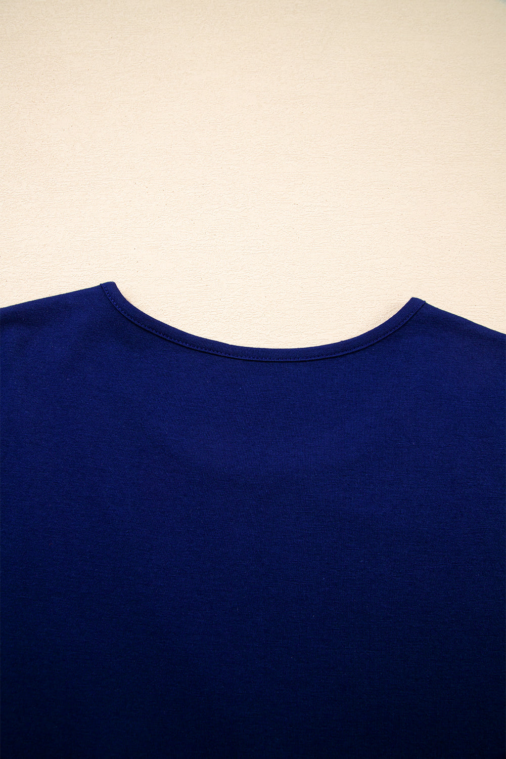 Detail Asymmetric Seam Solid Long-Sleeved Top