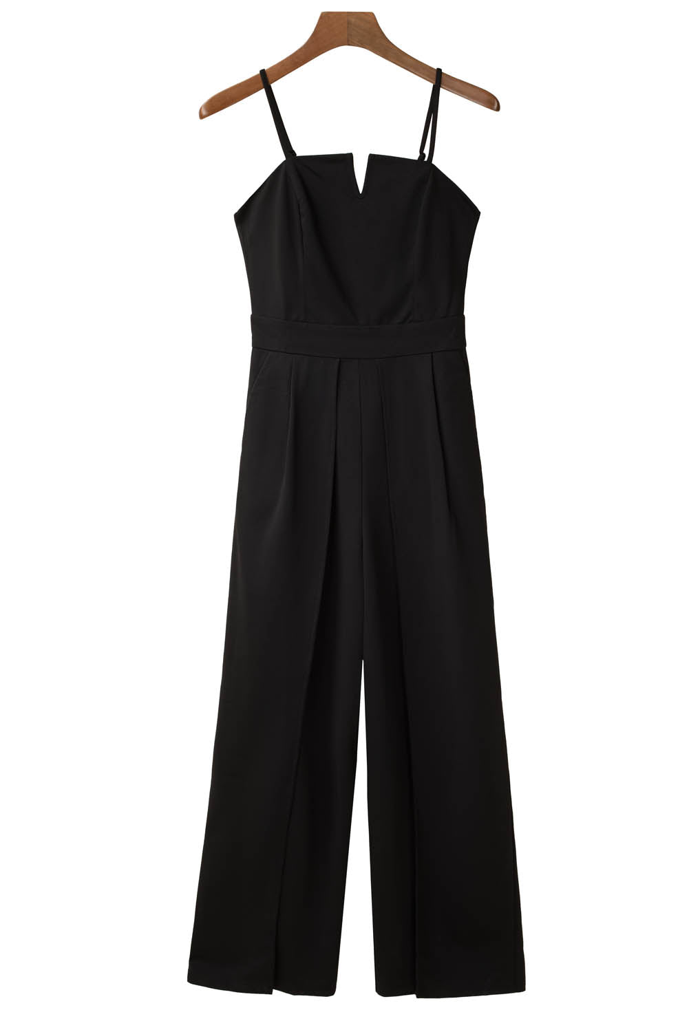 Women's Pockets Featuring Spaghetti Straps Slit Leg Jumpsuit with