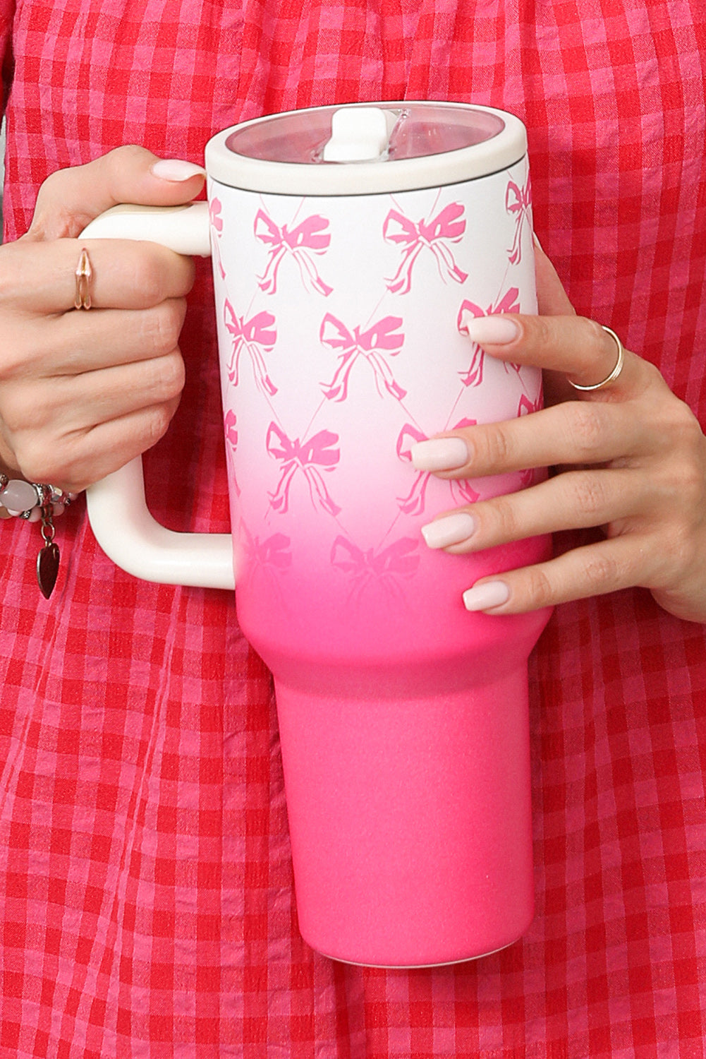 Gradient Bow Knot Color Print Large Vacuum Cup