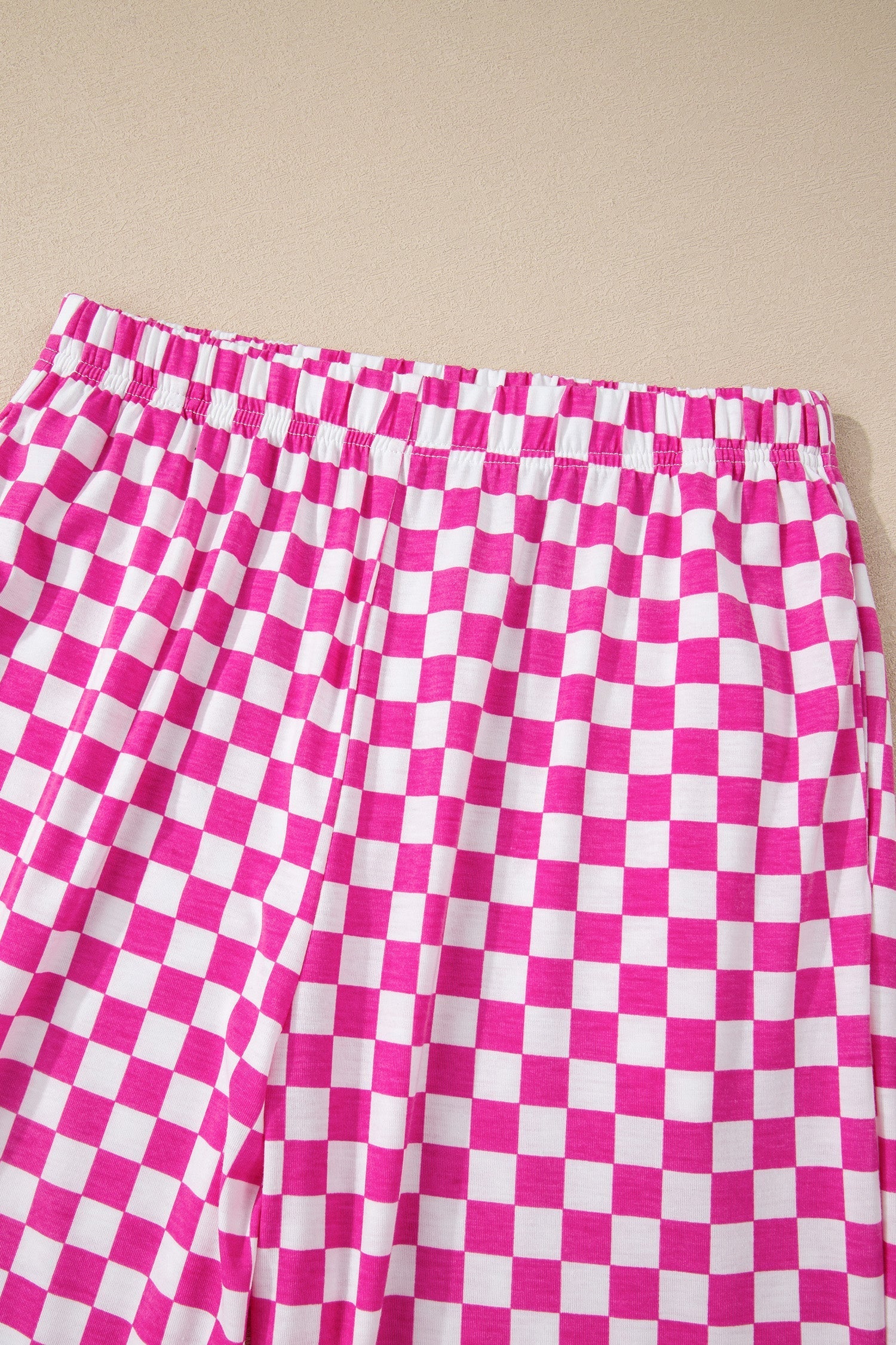 Print Rose Checkered Half Sleeve Tee 2pcs Lounge Pant Set