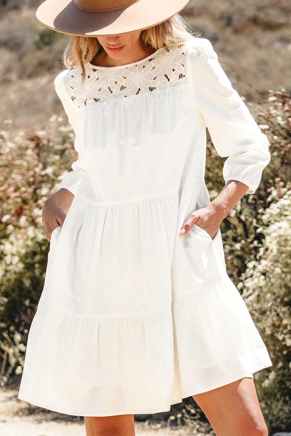 Women's Lace-Trimmed Bracelet Layered Mini Dress