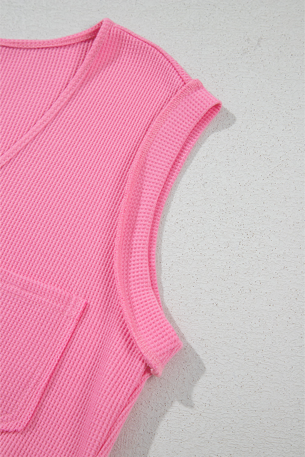 Cute Pink Waffle Textured A-line Tiered Sleeveless Dress
