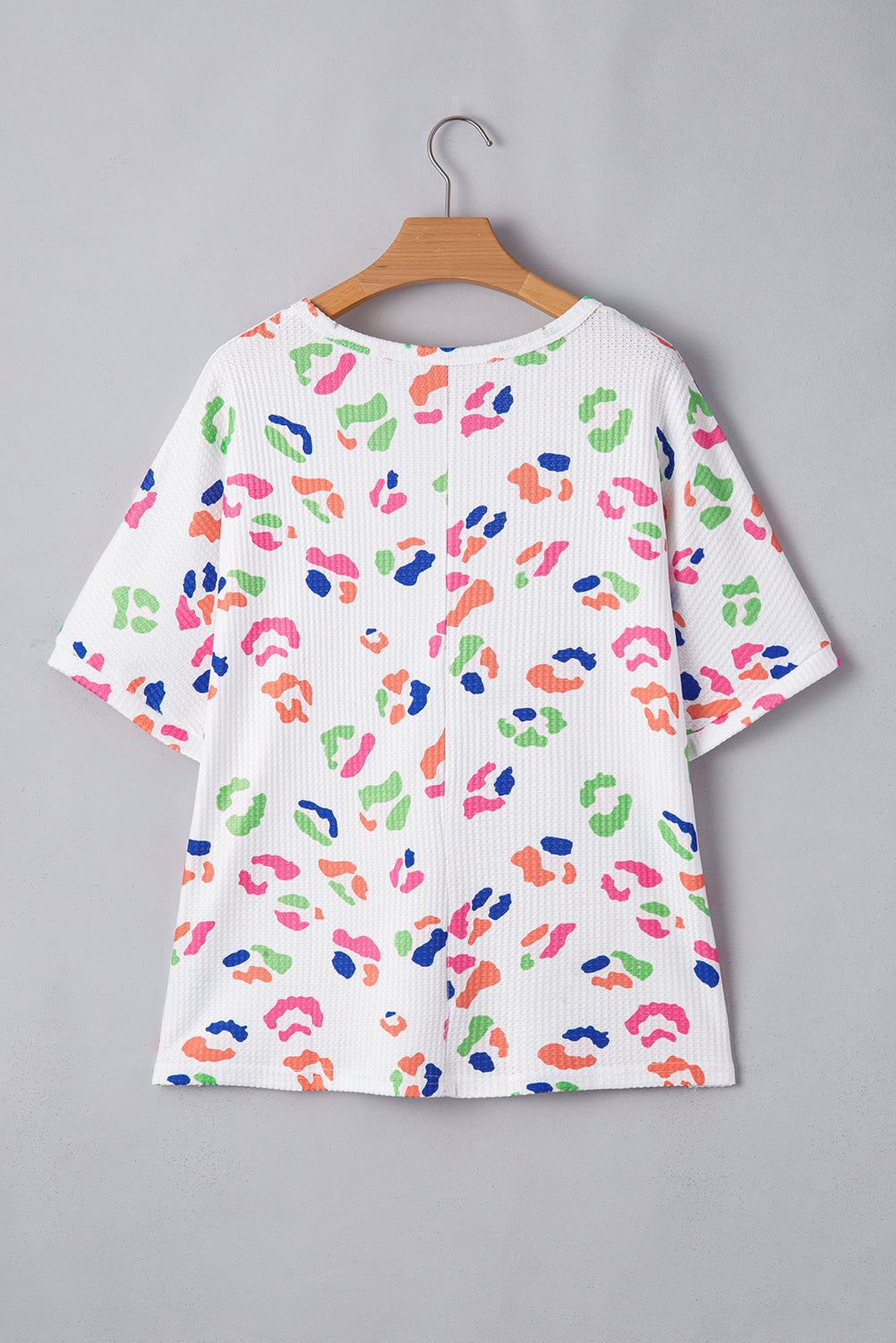 Multicolor Leopard Print Textured Plus Size T Shirt