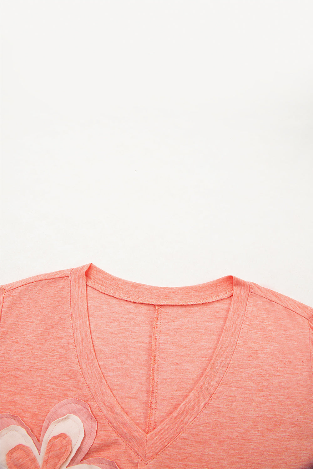 Floral Patchwork V-Neck Long-Sleeved T Shirt