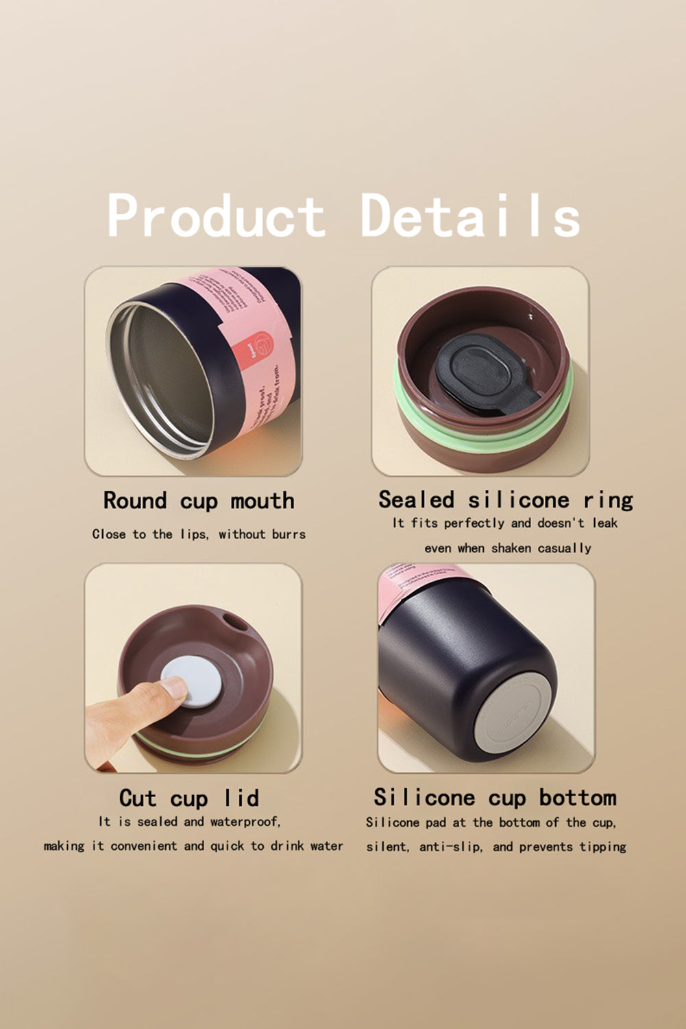 OZ Stainless 12/20 Stainless Steel Vacuum Portable Coffee Cup 2-Piece Outfit
