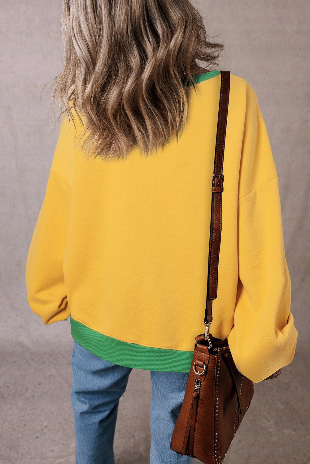 Colorblock Patch Drop-Shoulder Roomy Sweatshirt