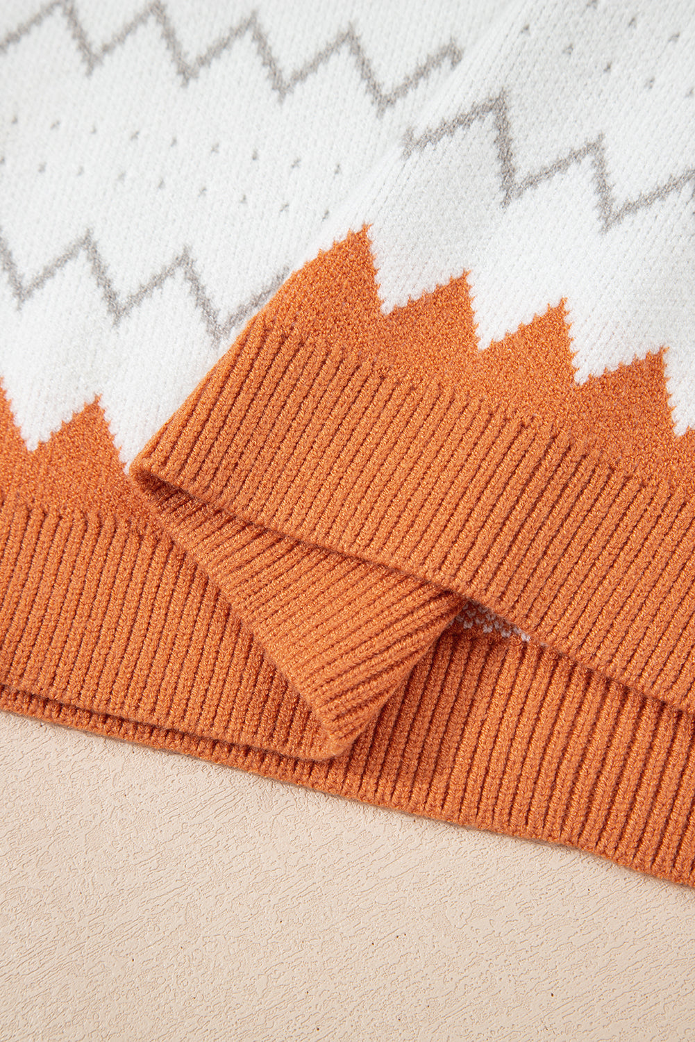Zigzag Geometric Pattern Knit Pullover Knit Top