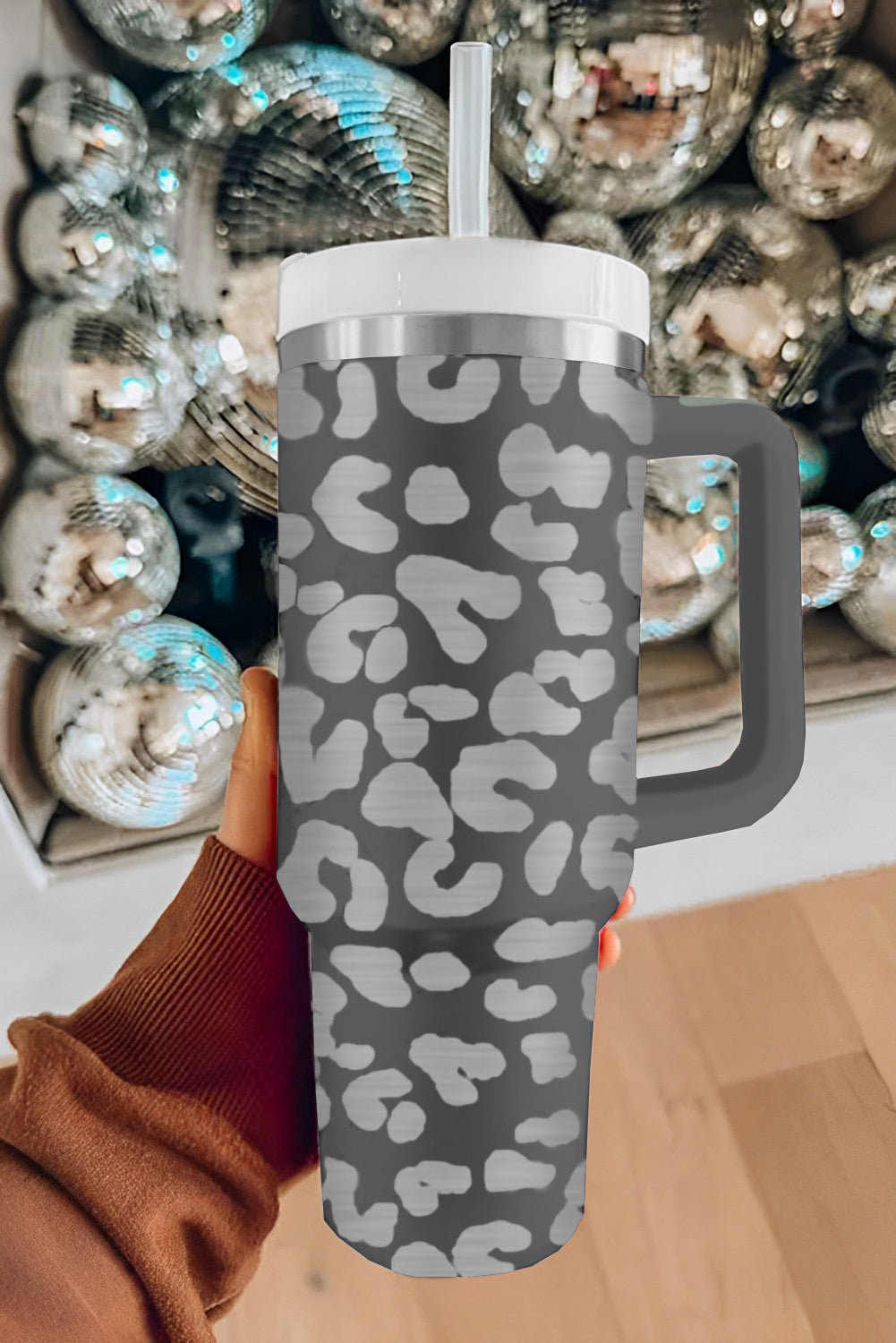 Stainless Leopard-Print 40OZ Steel Portable Cup with Handle