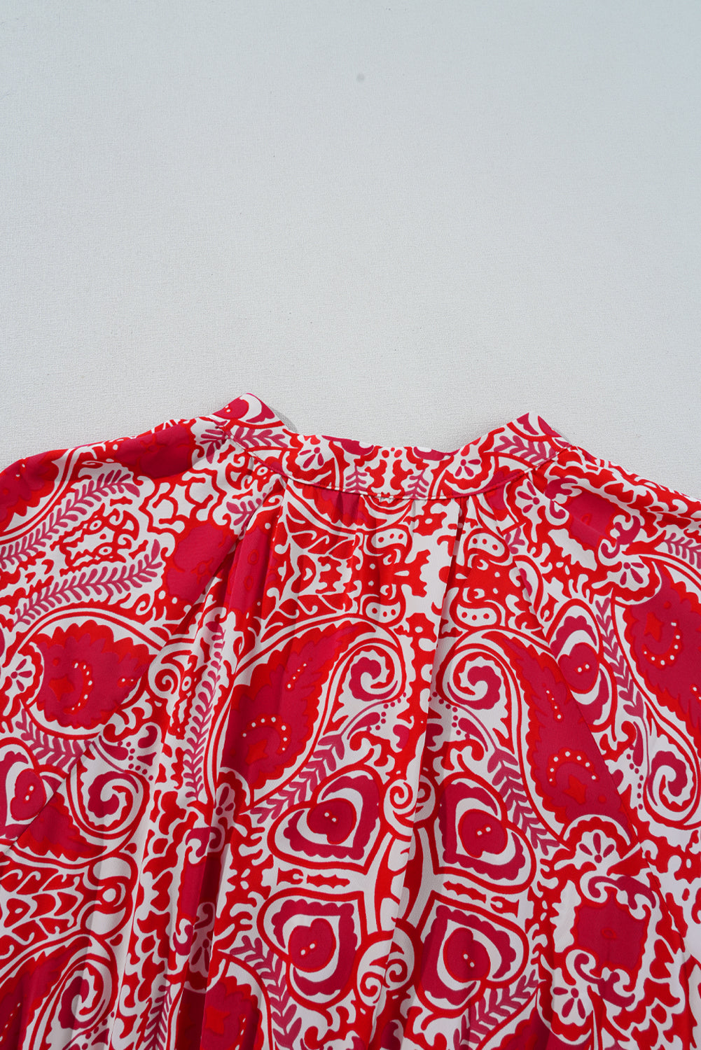 Red Paisley Print Side Slit High Waist Maxi Dress