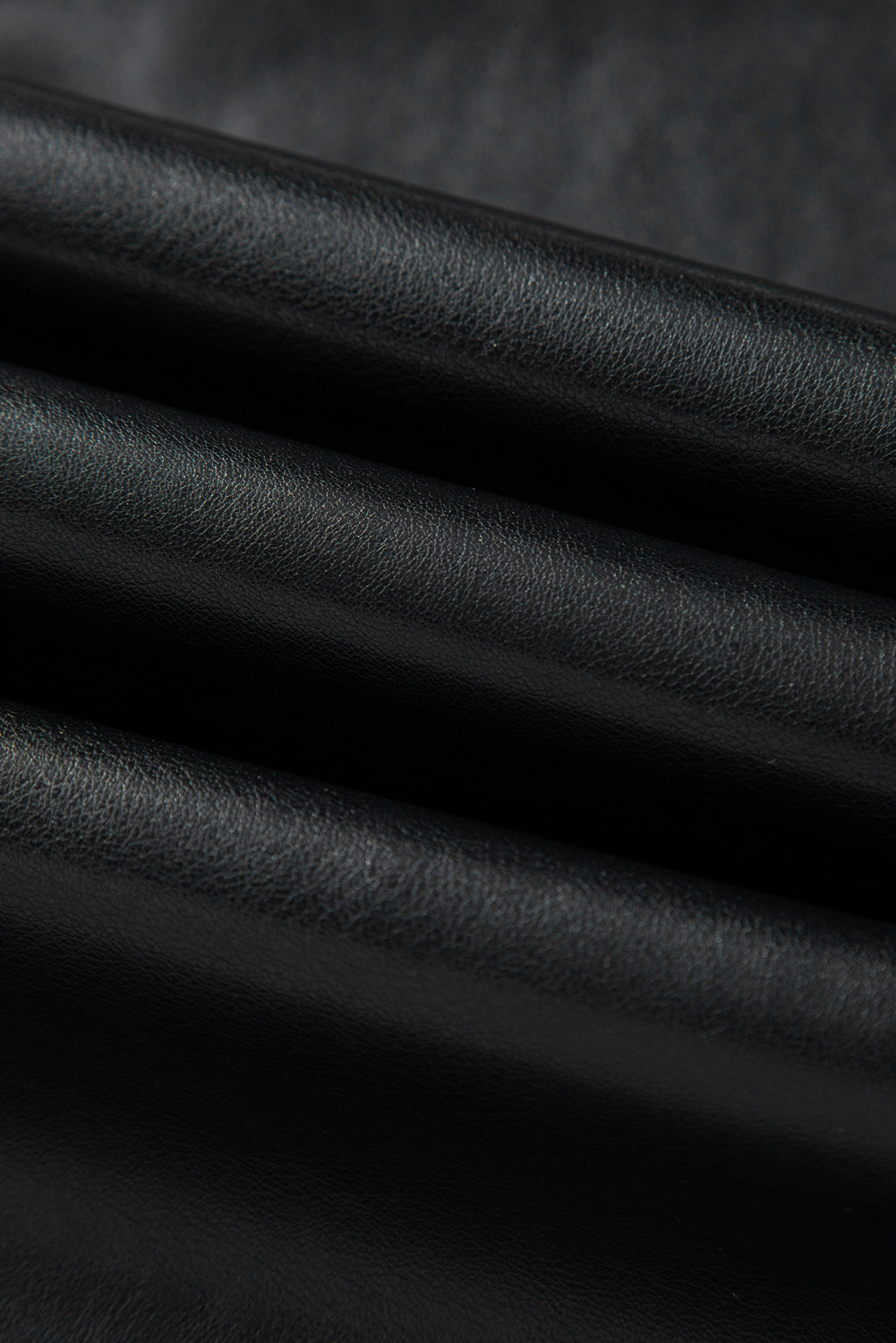 Faux Slit Leather Side Maxi Skirt in Black