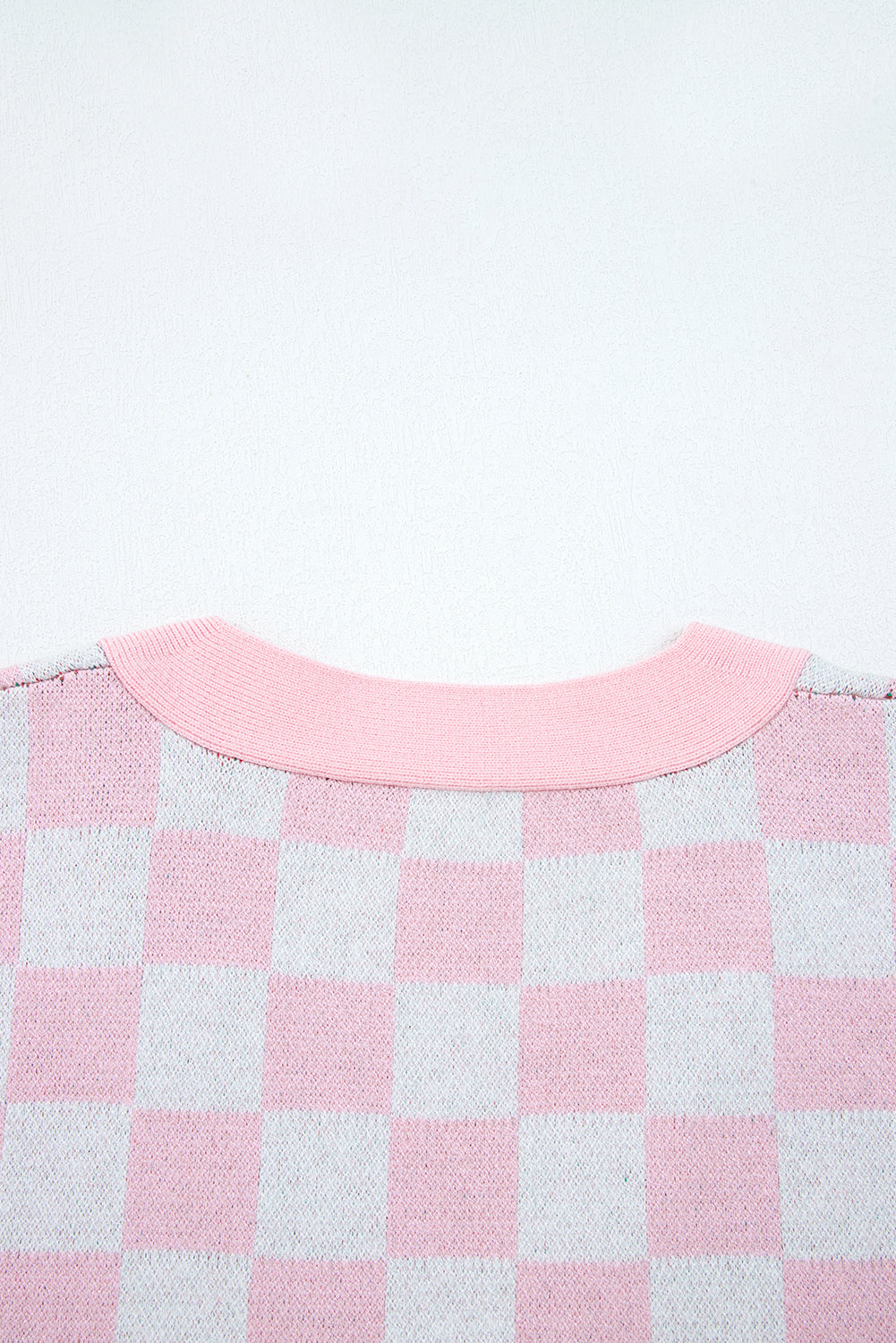 Checkered Christmas Tree Pattern Button V-Neck Cardigan Knit Top