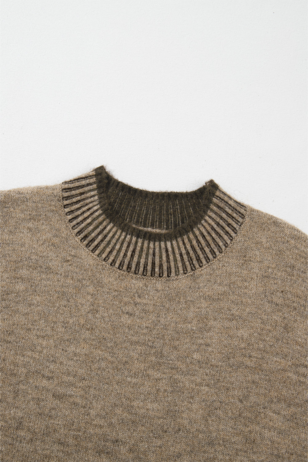 Contrast Trim Mock Neck Drop Shoulder Sweater