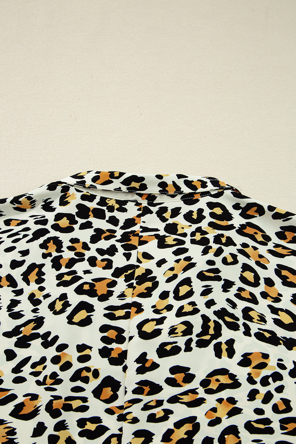 Leopard-Print Contrast Striped V-Neck Blouse
