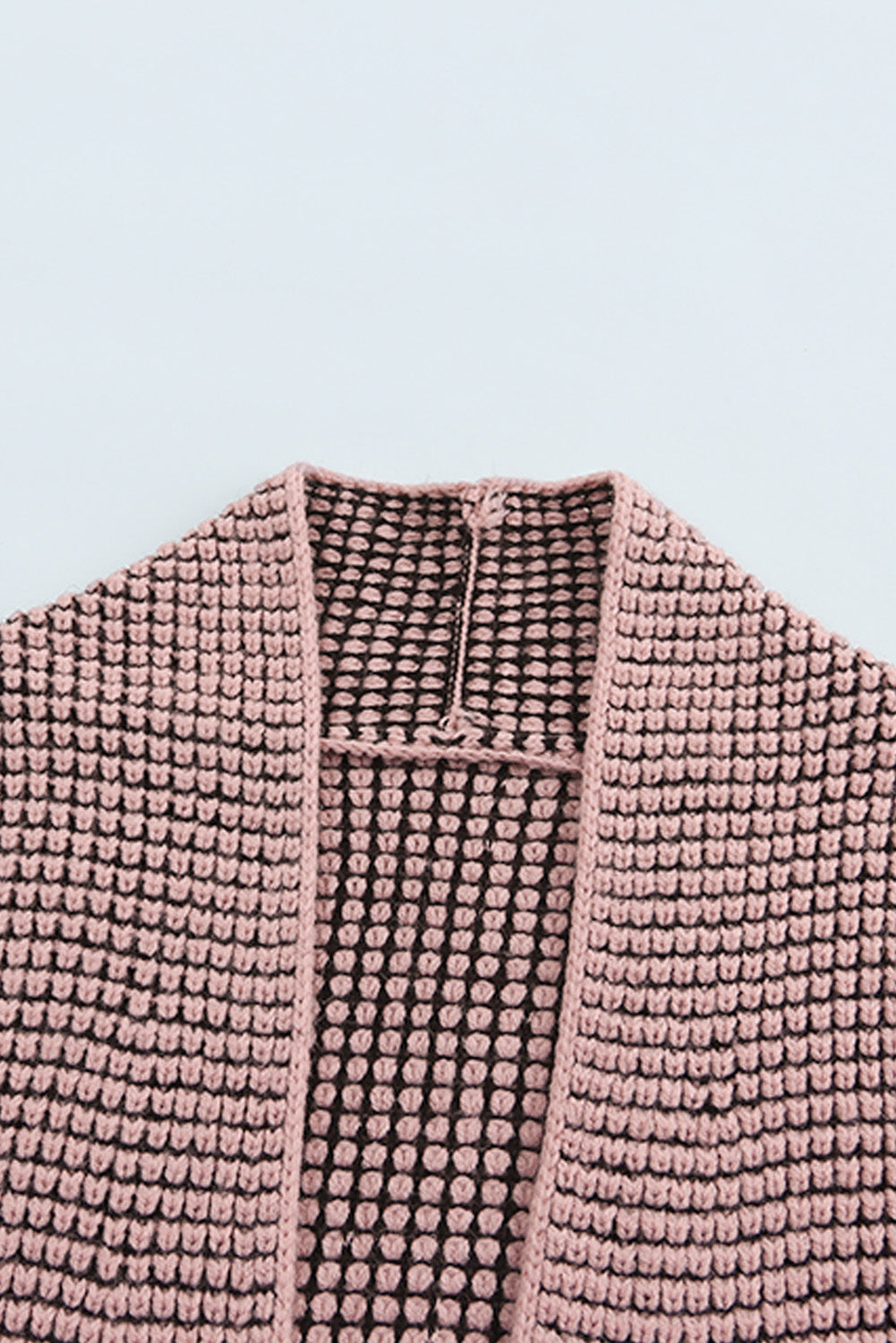 Women's Cardigan Featuring Plaid Knitted Long Open Front Pink