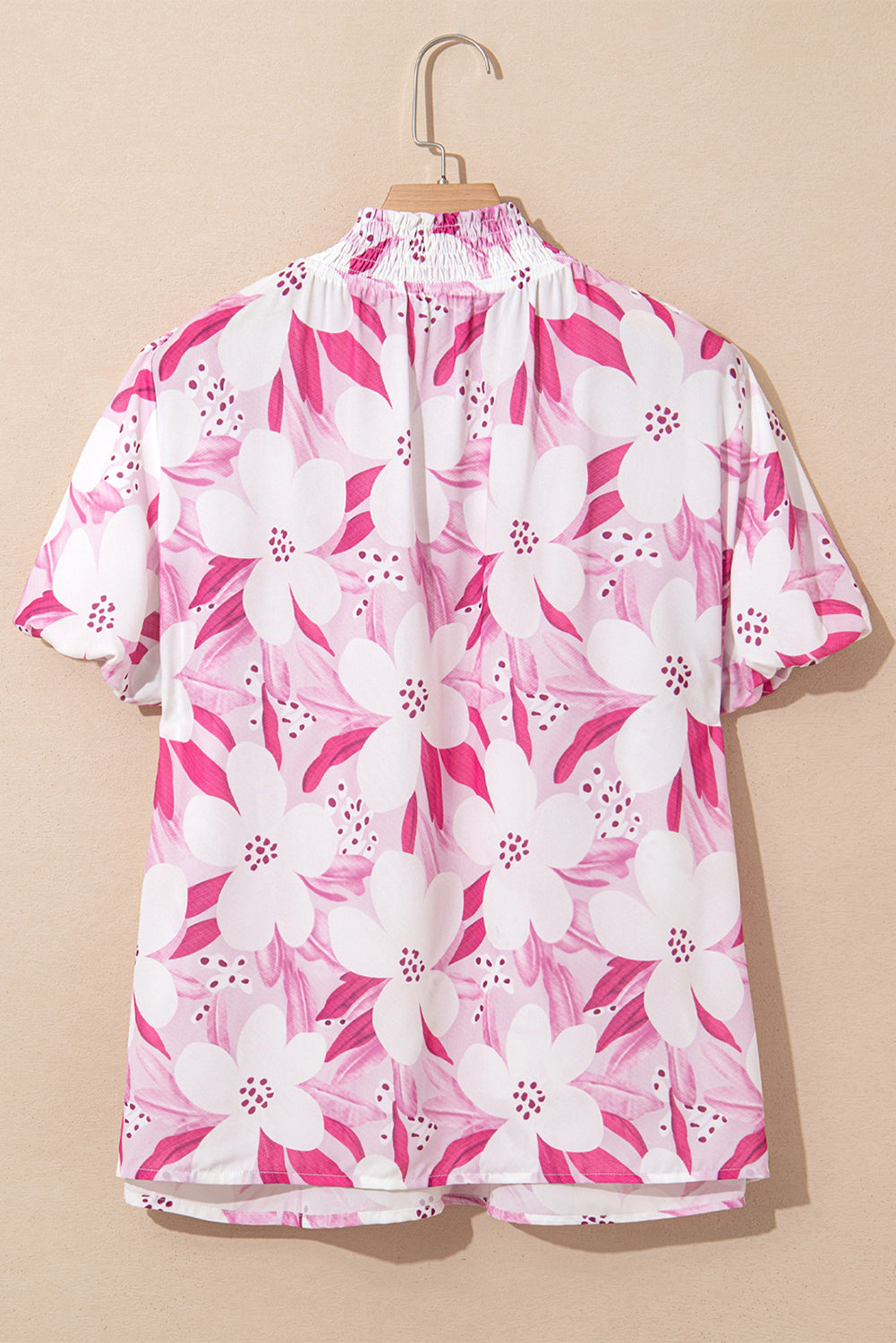 Floral Frilled Collar Short-Sleeved Blouse Top