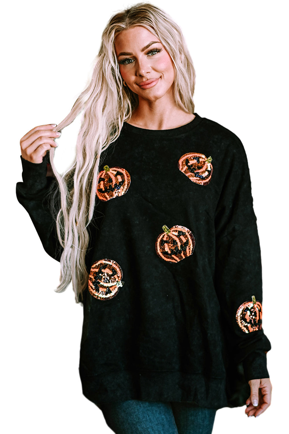 Women's Baggy Lantern Split Hem Sweatshirt